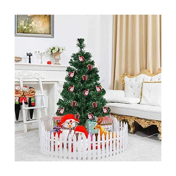 Sapin de Noël Artificiel 90 cm avec Lumières LED et Pied Arbre de Noël en PVC plastique métal, Couleur vert