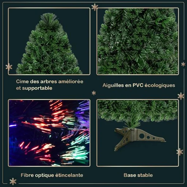 Sapin de Noël Artificiel 90 cm avec Lumières LED et Pied Arbre de Noël en PVC plastique métal, Couleur vert