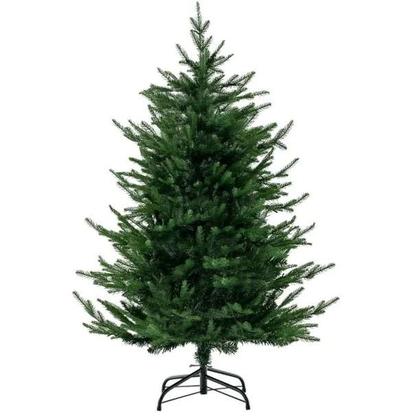 Sapin de Noël Artificiel De 136 Cm Arbre de Noël à Charnière 386 Pointes de Branches en Pe Et Pvc 180 Lumières Led Blanc Chaud 8 Modes d'Éclairage