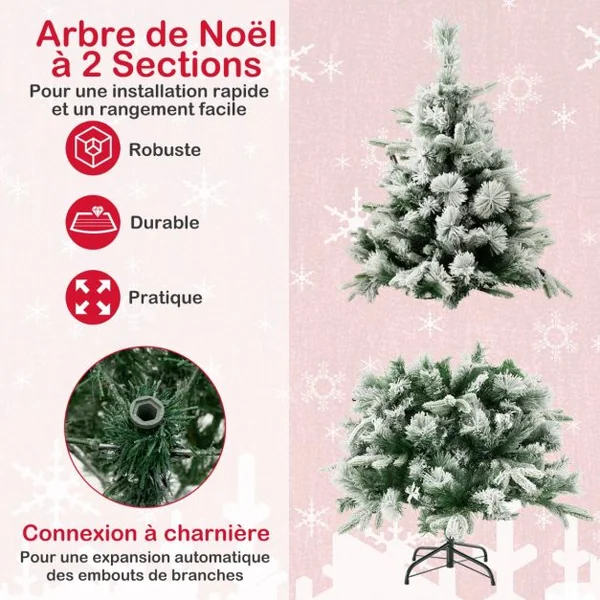Sapin de Noël Artificiel de 136cm avec 150 Lumières LED