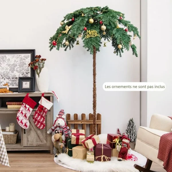 Sapin de Noël Artificiel de 180 cm avec 250 Lumières LED Blanc Chaud 813 Branches pour Porche Maison