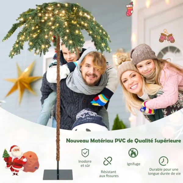 Sapin de Noël Artificiel de 180 cm avec 250 Lumières LED Blanc Chaud 813 Branches pour Porche Maison