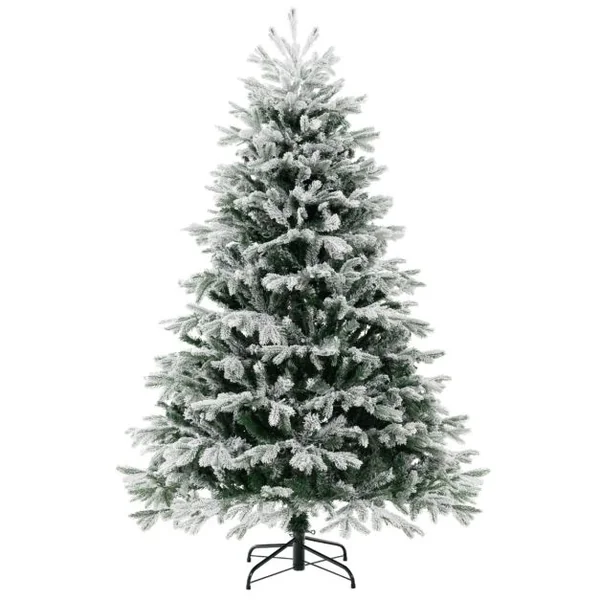Sapin de Noël Artificiel de 180 cm Sapin de Noël à Charnières avec 1022 Branches en PE PVC & 350 Lumières LED Blanches Chaudes Sapin de Noël Pré-illuminé Floqué