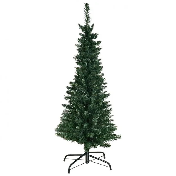 Sapin de Noël artificiel pointu 120 cm et Pied Arbre de Noël et 150 branches en PVC métal, Couleur vert