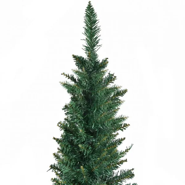Sapin de Noël artificiel pointu 150 cm et Pied Arbre de Noël et 220 branches en PVC métal, Couleur vert