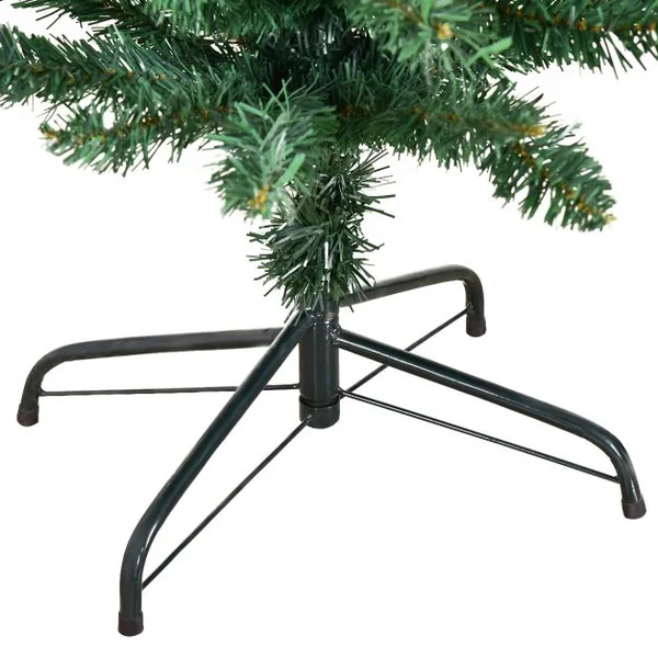 Sapin de Noël artificiel pointu 150 cm et Pied Arbre de Noël et 220 branches en PVC métal, Couleur vert