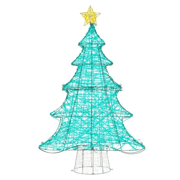 Sapin de Noël Artificiel Pré-éclairé de 123 cm Décoration de Noël en Tuyau avec 520 LED Étoile au Sommet Guirlande Lumineuse Étanche