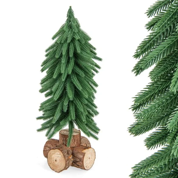 Sapin de Noël de Table de 40 cm Arbre de Noël Artificiel 200 Branches et Base en Bois Massif Décoration de Noël sans Installation
