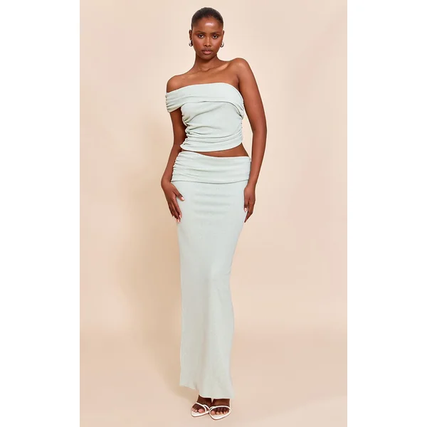 Sauge Jupe Longue Taille Basse En Tissu Pelure D'oignon