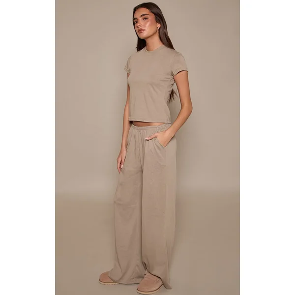 Sauge Pantalon Large Décontracté À Texture Douce Et Jambe Ample