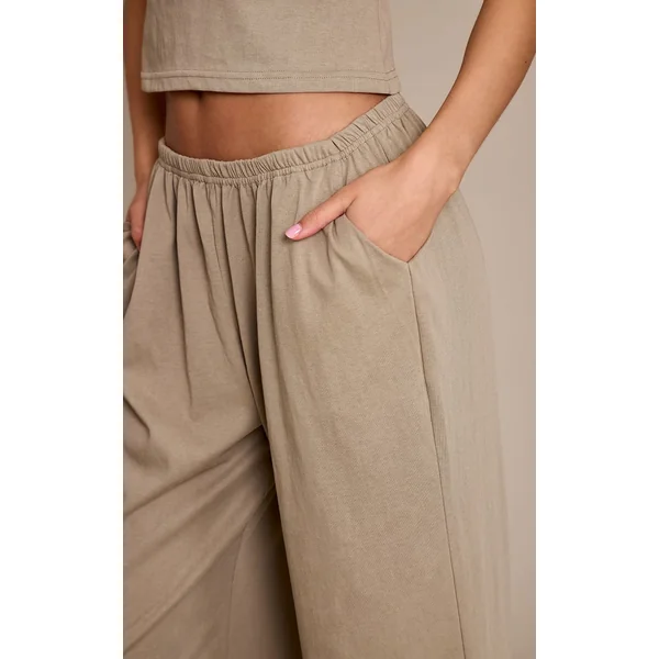Sauge Pantalon Large Décontracté À Texture Douce Et Jambe Ample
