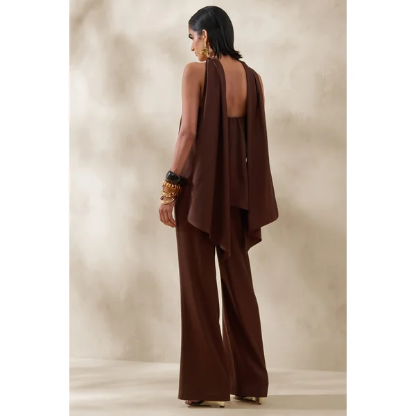 Seloria | Pantalon marron à jambes larges