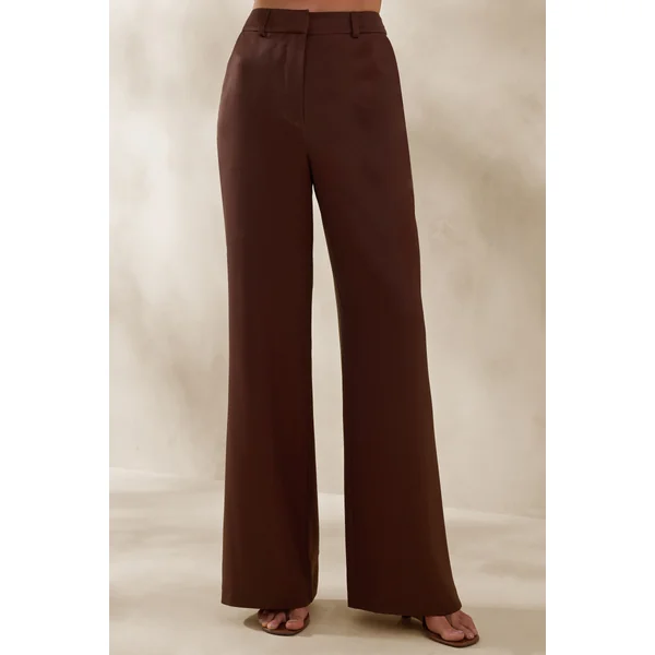 Seloria | Pantalon marron à jambes larges