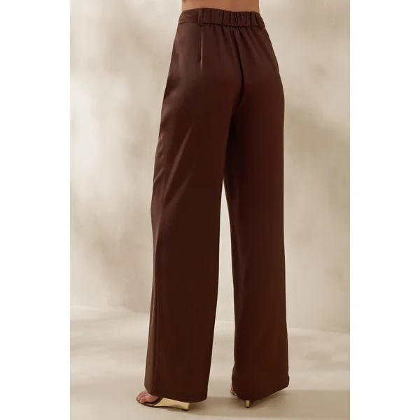 Seloria | Pantalon marron à jambes larges