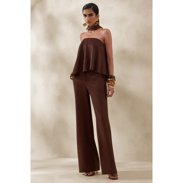 Seloria | Pantalon marron à jambes larges