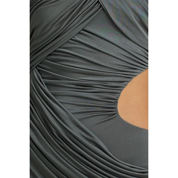 Serefine | Robe longue grise à encolure asymétrique avec découpe sur le corps