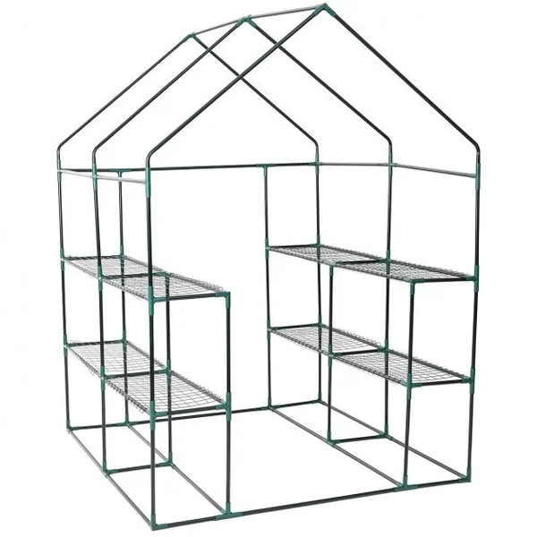 Serre de Jardin Chaude Serre à Légumes Tente pour Plantes 8 étagères charge max : 10 kg Transparent 143x143x195 cm Vert