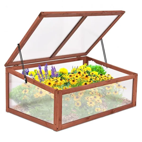 Serre de jardin en bois Serre pour jardinage avec châssis en bois pour Fruits Plantes, Pour cour et balcon, 100x65x40cm