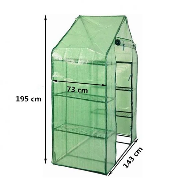 Serre de Jardin housse en PVC Anti-UV Résistant aux Intempéries Serre à potager Tente pour Plantes 4 étagères 143x73x195cm