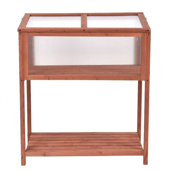Serre de Jardin pour Plantes et Fleurs Etagère de Rangement Protection Anti-UV en Bois de Sapin, 90x50x105cm, Marron