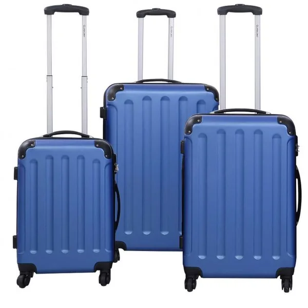 Set de 3 pièces L / M / S bagages avec roulettes voyage lot trolley sac à main shell dur blue