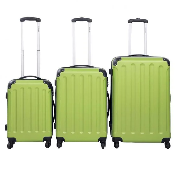 Set de 3 pièces L / M / S bagages avec roulettes voyage lot trolley sac à main shell dur Vert