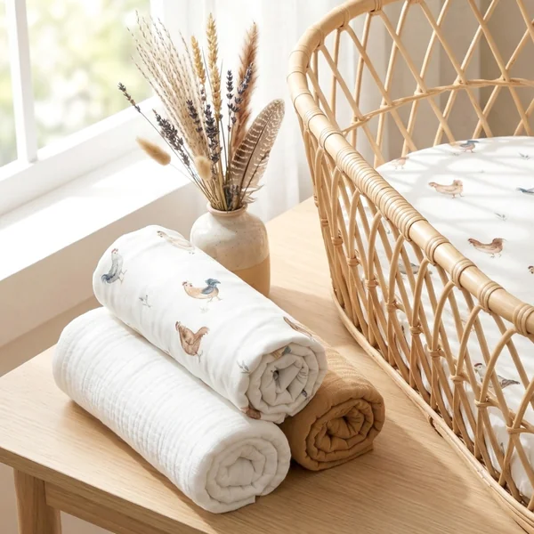 Set of 3 fitted sheets for bassinet moses basket Gallina