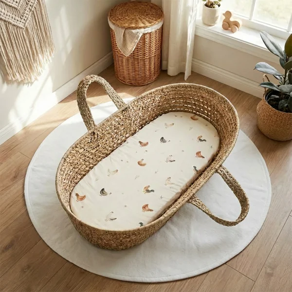 Set of 3 fitted sheets for bassinet moses basket Gallina
