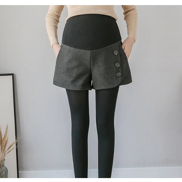 Short de grossesse avec boutons - Ardoise