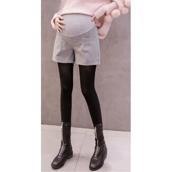 Short de grossesse en laine - Ardoise/Noir