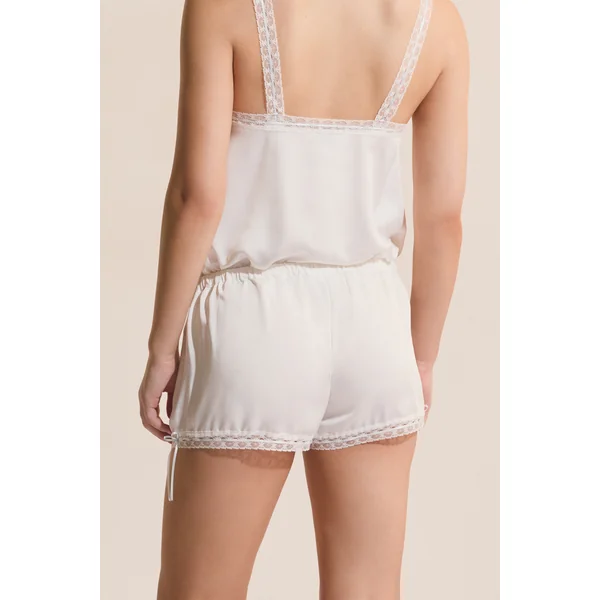 Short de pyjama satiné avec detail en dentelle