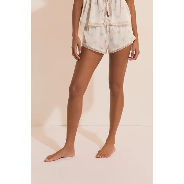 Short de pyjama satiné à motifs fleuris