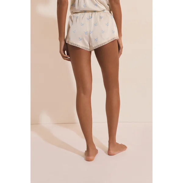 Short de pyjama satiné à motifs fleuris