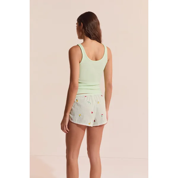 Short de pyjama vichy en coton à motifs fruits