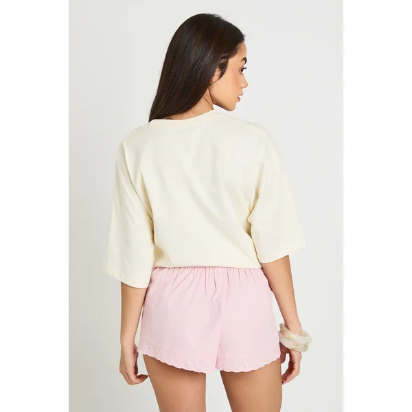 Short En Popeline Avec Finition Broderie Anglaise