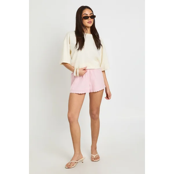 Short En Popeline Avec Finition Broderie Anglaise