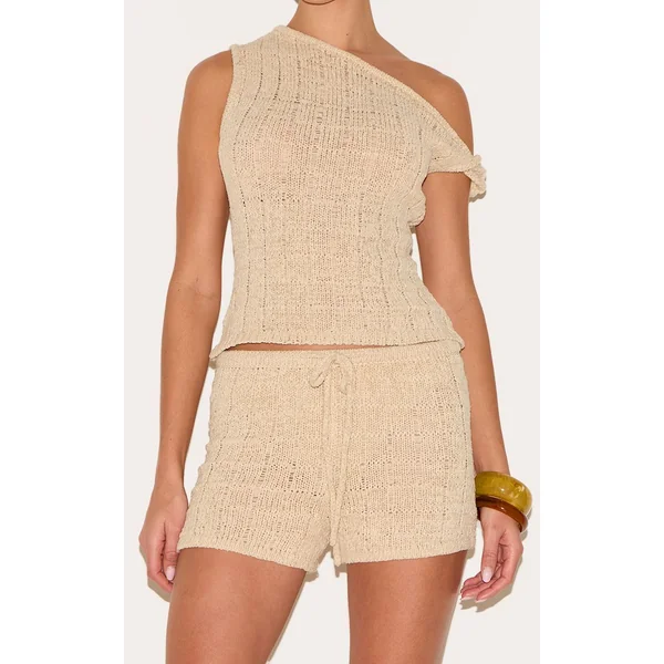 Short Mini En Maille Ajourée Texturée