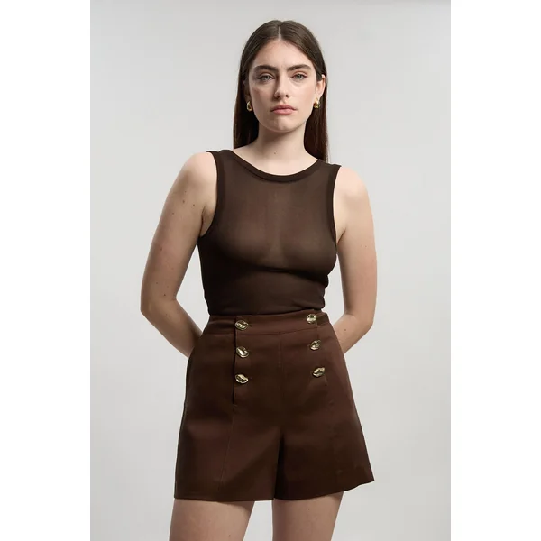 Short Tailleur En Lin À Boutonnage Devant
