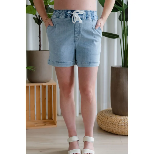 Short à taille élastique - bleu pâle