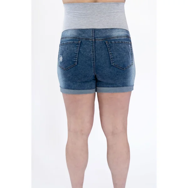 Shorts délavés avec trous - denim