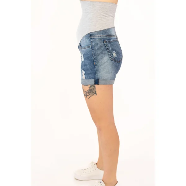 Shorts délavés avec trous - denim
