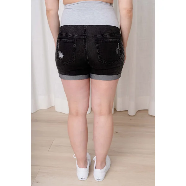 Shorts délavés avec trous - noir charbon