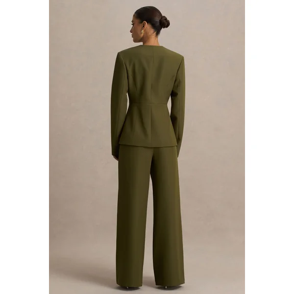 Silvia | Pantalon vert olive à jambes droites