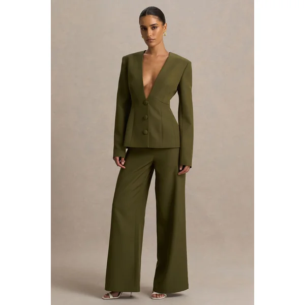 Silvia | Pantalon vert olive à jambes droites