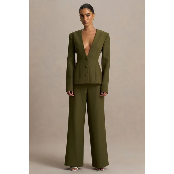 Silvia | Pantalon vert olive à jambes droites