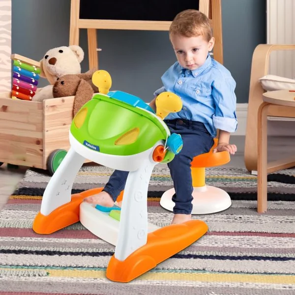 Simulateur de Conduite Volant Electronique pour Enfants avec Tabouret Sons et Lumières Klaxon Interphone pour 36 Mois+