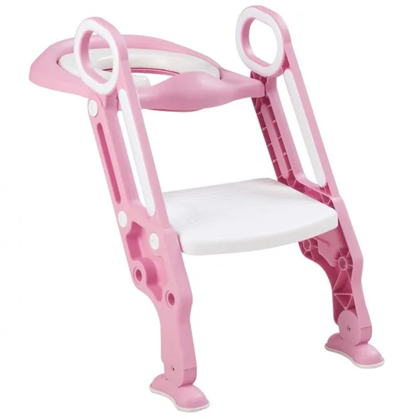 Siège de Toilettes pour Bébé Réglable et Pliable avec Echelle Siège Rembourré Capacité de Charge Max.75KG