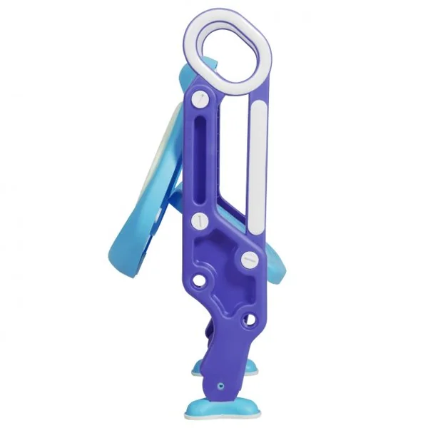 Siège de Toilettes pour Enfants de 2 à 7 Ans Réglable Pliable Siège Rembourré Marche Large Capacité 75kg Bleu + Violet