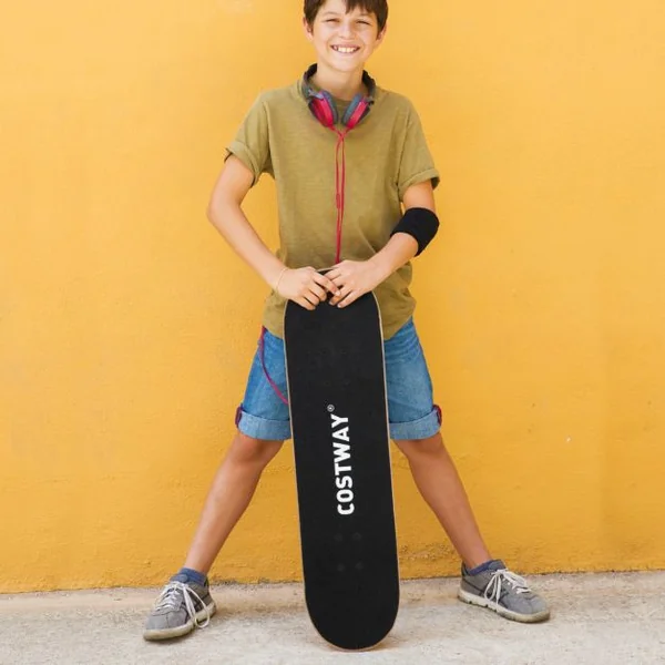 Skateboard 31" Cruiser Planche à Roulette en Bois à 7 Plis Surface Abrasive Roues en Plastique PU pour Enfant 6+ Ans
