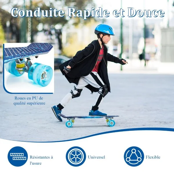 Skateboard Enfant/Adolescents 21’’ Planche à Roulettes ABEC-5 Roues en PU à Rebond pour Débutants Cadeau de Noël Rose